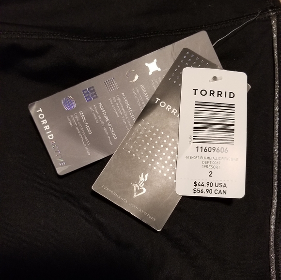 BNWT Torrid size 2 black w silver piping active bike short - Picture 5 of 6
